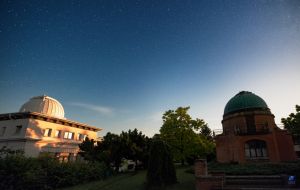 Solar observatory  illuminated by Moonlight at the Ondrejov observatory.